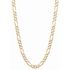 14K Gold 5.8Mm White Pave Figaro Chain