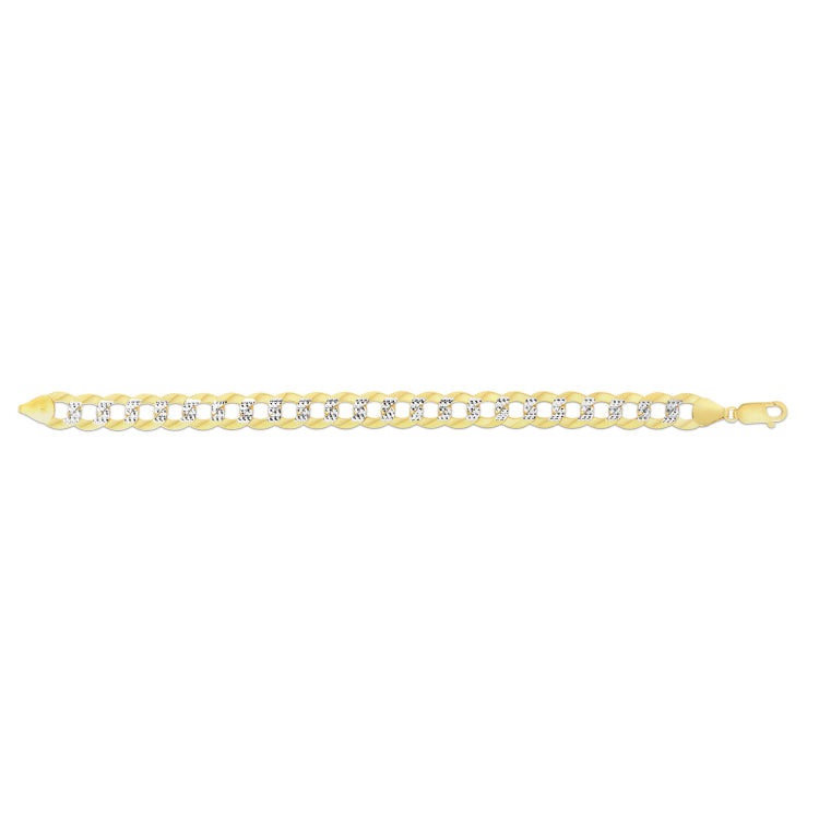 14K Gold 11.23Mm White Pave Curb Chain