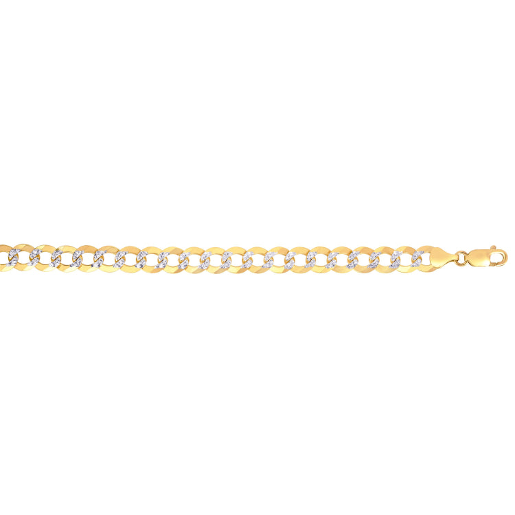 14K Gold 12.18Mm White Pave Curb Chain