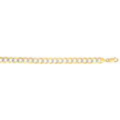 14K Gold 12.18Mm White Pave Curb Chain