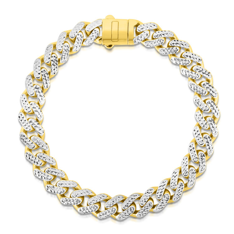 14K Gold 9.5Mm White Pave Lite Miami Cuban