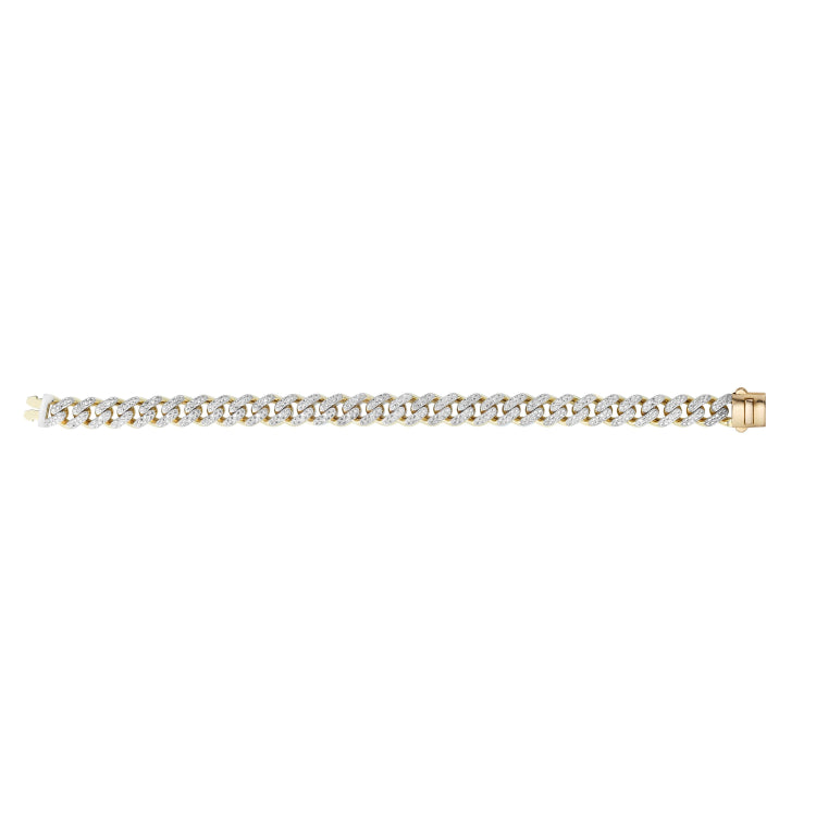 14K Gold 9.5Mm Lite Miami Cuban With Diamonds