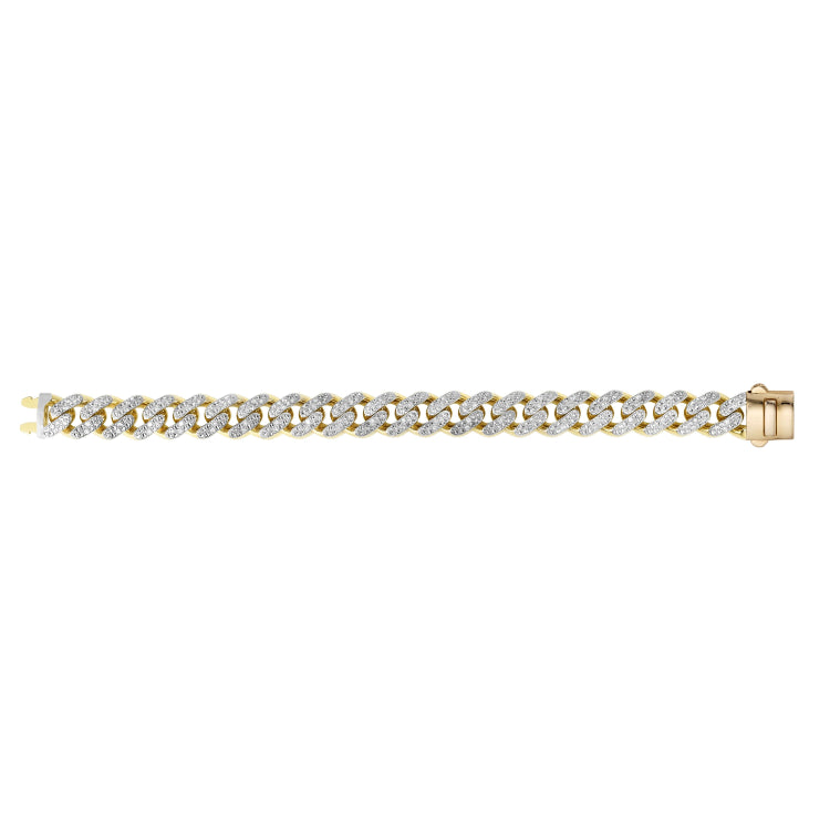 14K Gold 13.5Mm Lite Miami Cuban With Diamonds