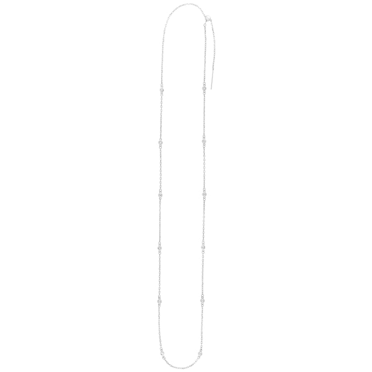 14K Gold 3Mm Endless Adjustable .24Ct Diamond Cable Chain