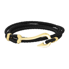 Men'S Gold Rubber Cord Hook Bracelet