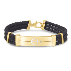 Men'S Gold Rubber Cord Anchor Bracelet
