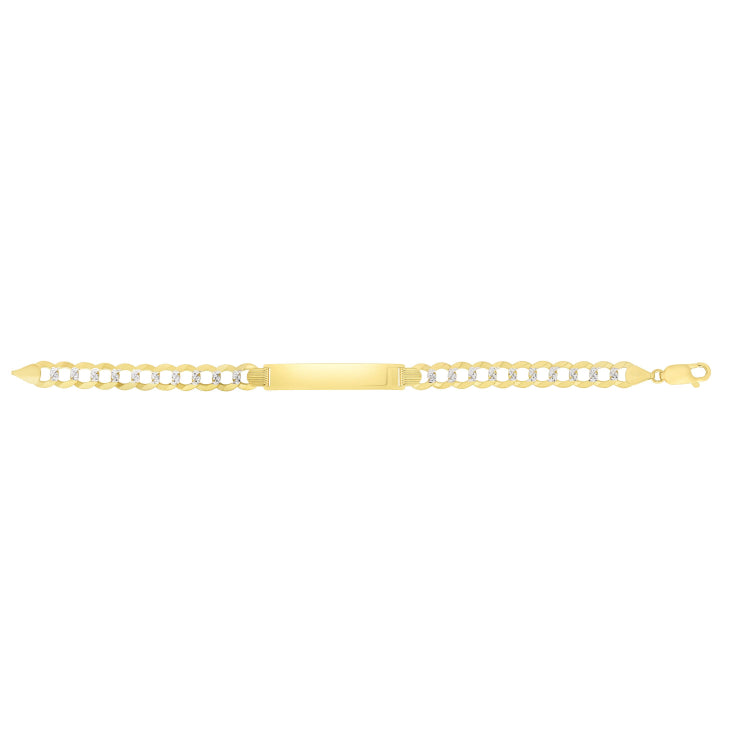 14K Gold 8.3Mm Pave Curb Id Bracelet