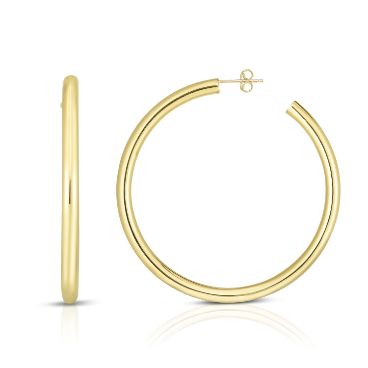 14K Gold 4Mm Polished C Hoop Earring