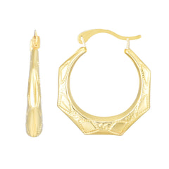 14K Gold Hexagon Back To Back Hoop Earring