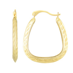 14K Gold Diamond Cut Back To Back Hoop Earring