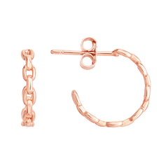 14K Rose Gold Oval Links C Hoops