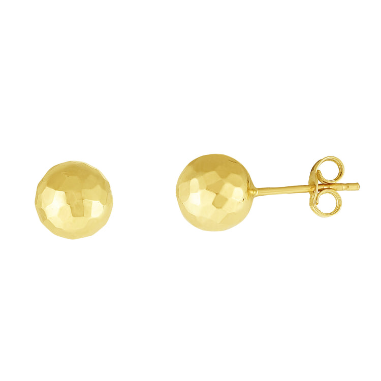 14K Gold 7Mm Faceted Post Earring