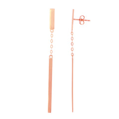 14K Gold Polished Bar Linear Drop Earring