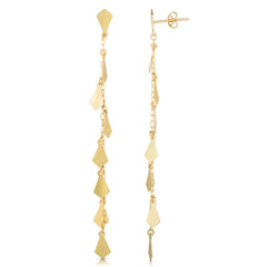 14K Gold Mirror Chain Diamond Shape Drop Earrings