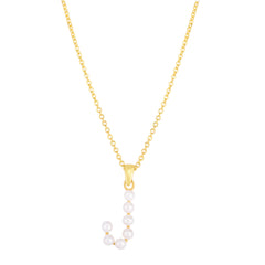 14K Pearl J Initial Necklace
