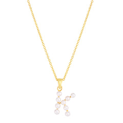 14K Pearl K Initial Necklace