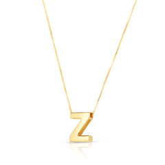 14K Gold Block Letter Initial Z Necklace