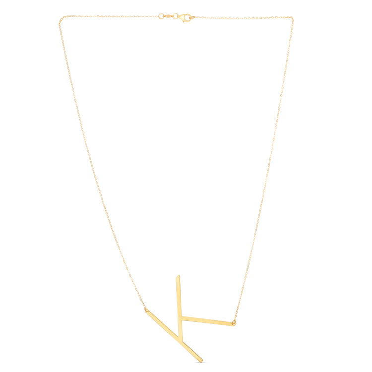 14K Gold Large Initial K Necklace