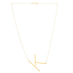 14K Gold Large Initial K Necklace