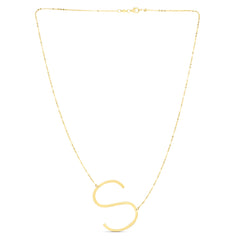 14K Gold Large Initial S Necklace