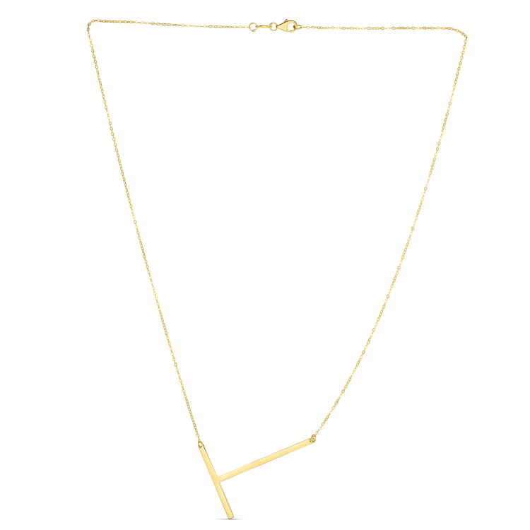14K Gold Large Initial T Necklace