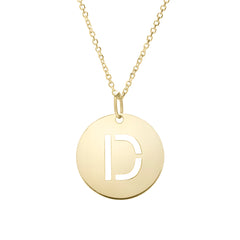 14K Gold Disc Initial D Necklace