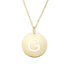 14K Gold Disc Initial G Necklace
