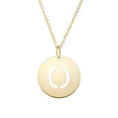 14K Gold Disc Initial O Necklace