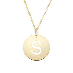 14K Gold Disc Initial S Necklace
