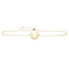 14K Gold Initial U Bolo Bracelet