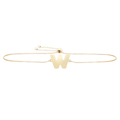 14K Gold Initial W Bolo Bracelet