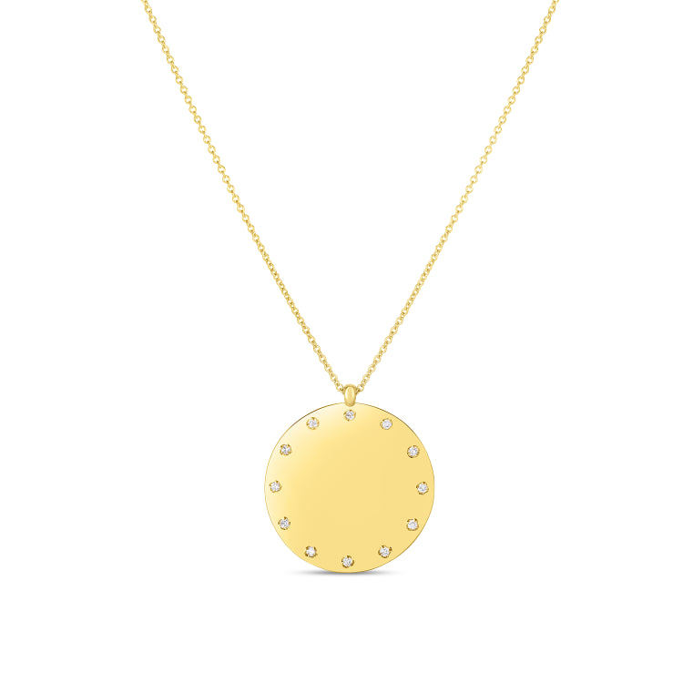 14K Gold Large Diamond Dial Necklace