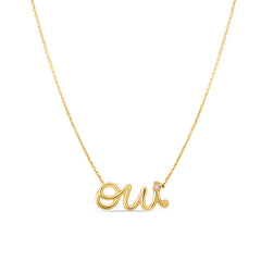 14K Gold Diamond Say "Oui" Necklace