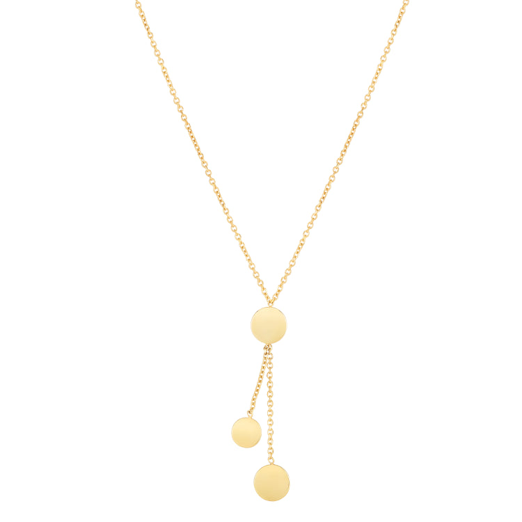 14K Round Disc Tassel Necklace