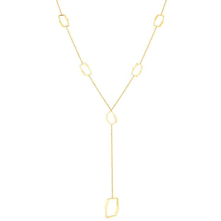 14K Gold Honeycomb Lariat Necklace