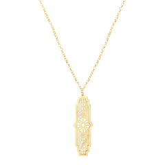 14K Gold Art Deco Mop Inlay Necklace