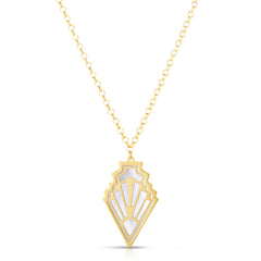 14K Gold Art Deco Mop Inlay Necklace