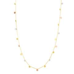  14K Tricolor Dangling Circles Necklace