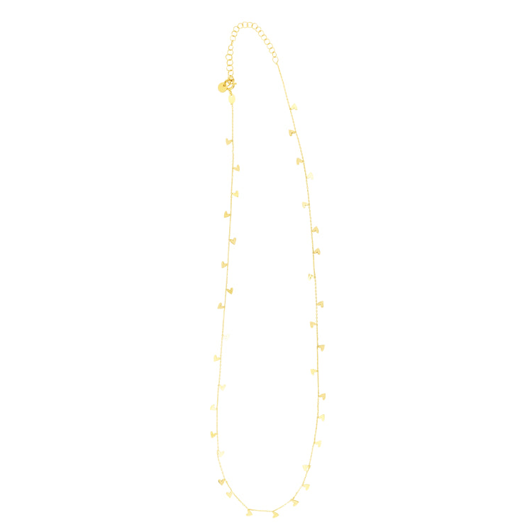  14K Gold Dangling Hearts Necklace