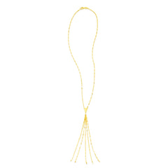 14K Gold Fancy Lariat Mirror Chain Necklace