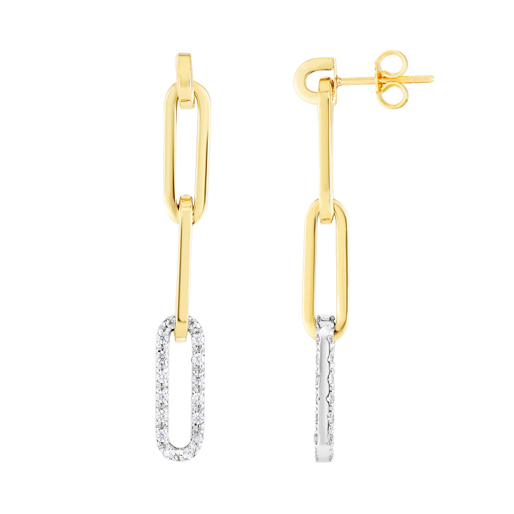 14K .64Ct Diamond Paperclip Earrings
