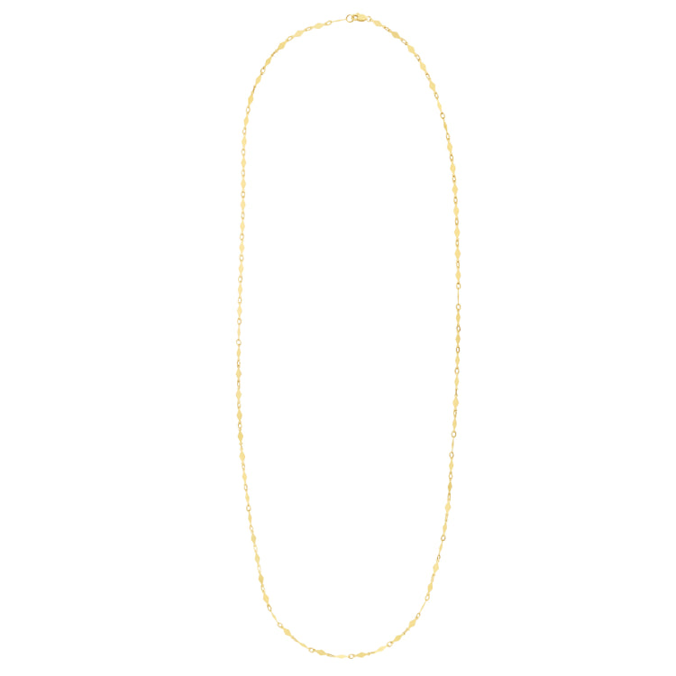 14K Gold Diamond Shape Mirror Chain
