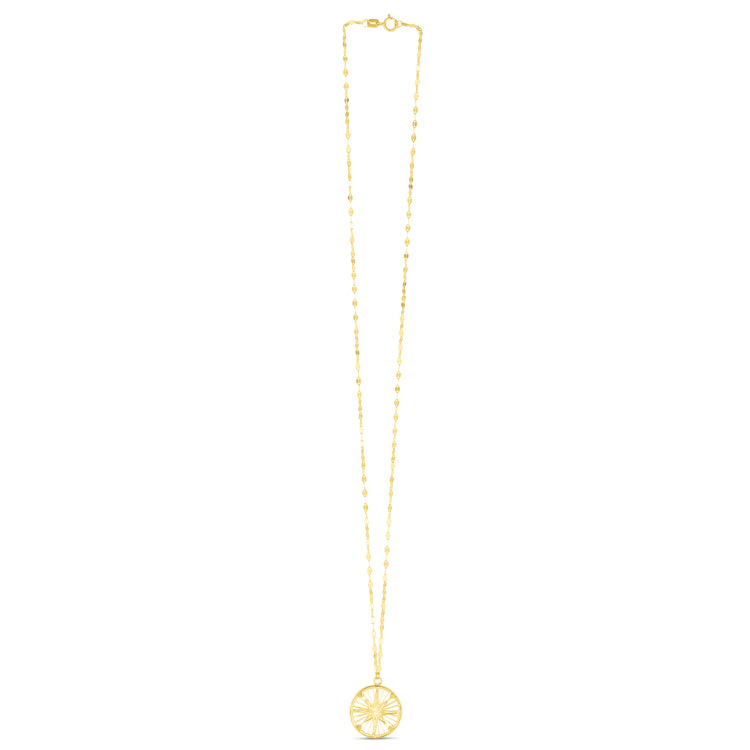 14K Medallion Compass Necklace