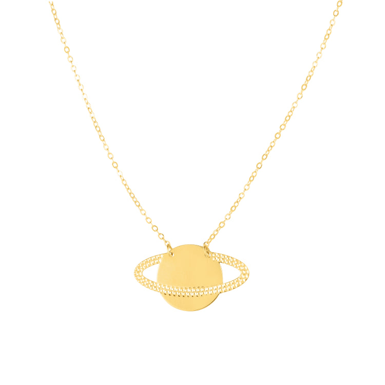 14K Gold Saturn Necklace