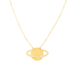 14K Gold Saturn Necklace