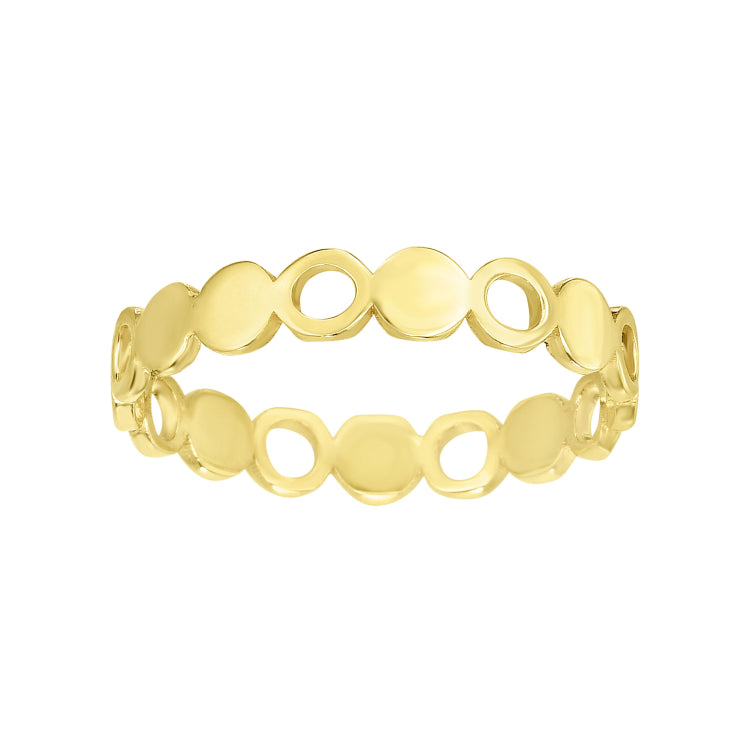 14K Gold Alternating Open Circle Stackable Ring