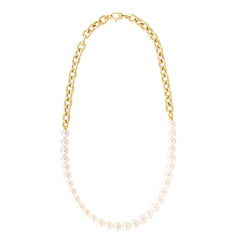 14K Pearl & 9.6Mm Rolo Combination Necklace