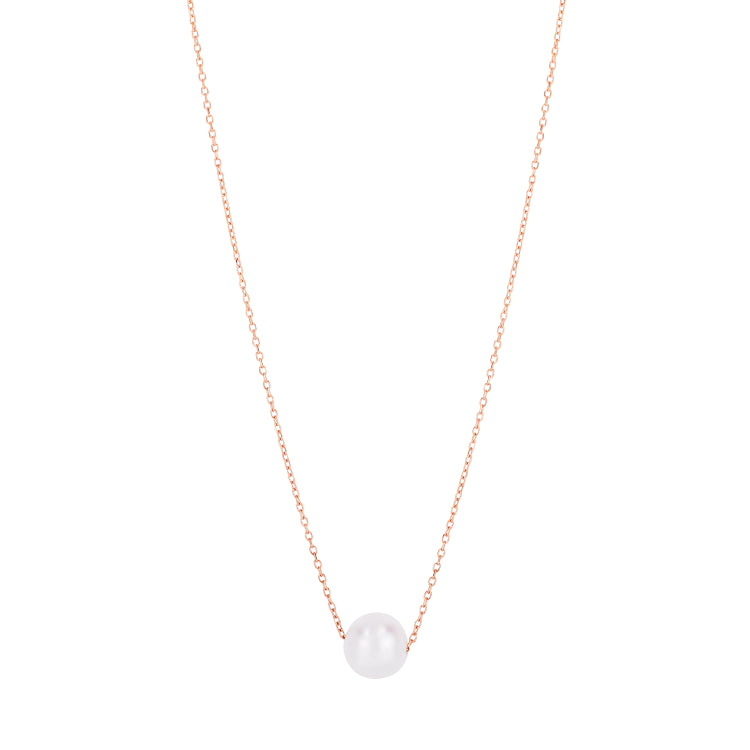 14K Pearl Necklace Solitaire