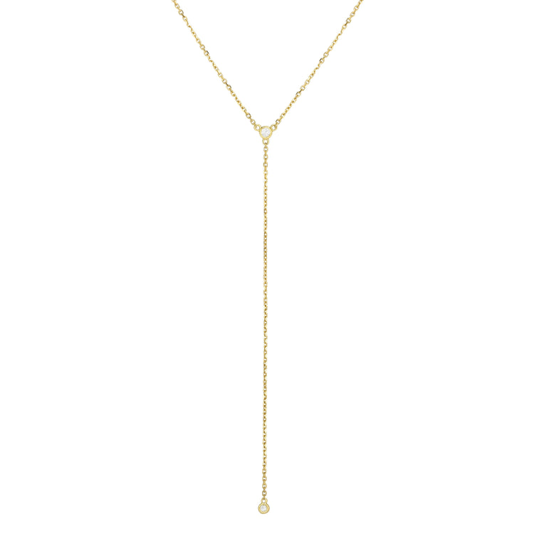 14K Gold .10Ct Diamond Y Necklace