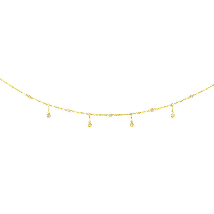 14K Gold .25Ct Dangling Diamonds Necklace